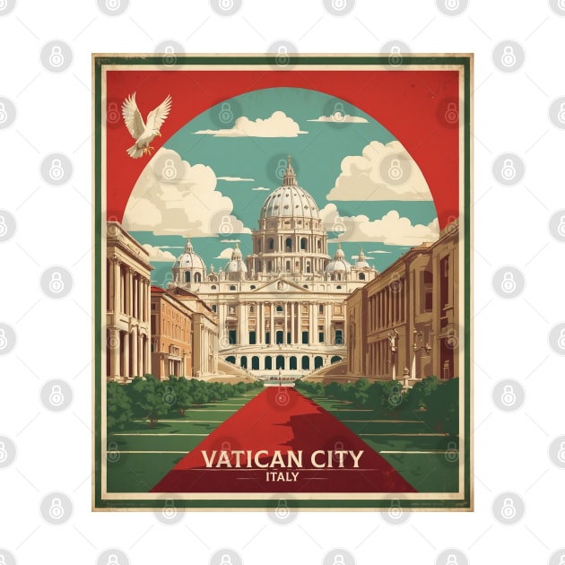 Vatican City Italy Vintage Tourism Travel Poster by TravelersGems