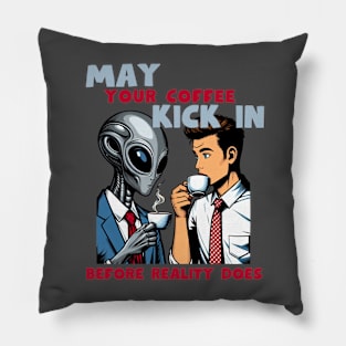 Coffee break with an alien Pillow