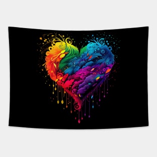 Heart made of leaves in neon colors Tapestry