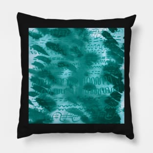 Teal hieroglyphics Pillow