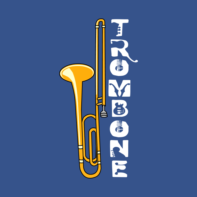 Vertical Trombone White Text by Barthol Graphics