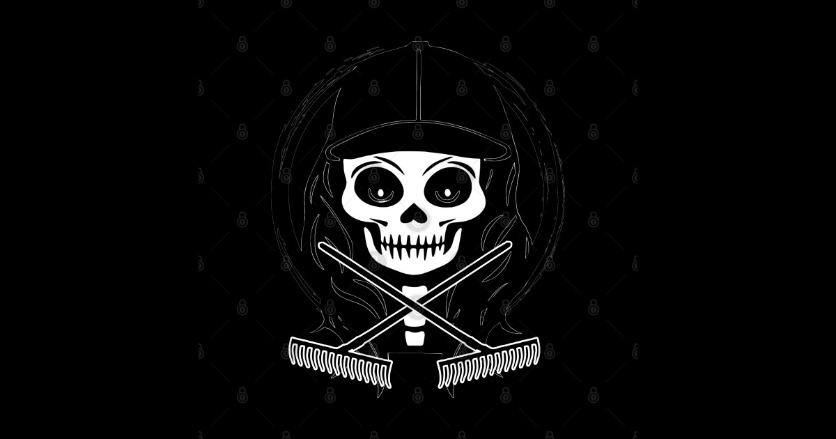 Landscaper Skull and Rakes Black Logo - Landscaper - Sticker | TeePublic