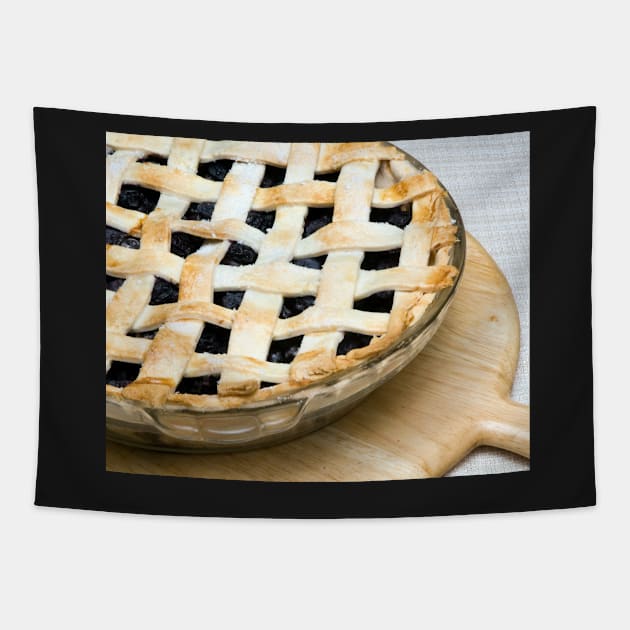 Blueberry Lattice Top Pie Tapestry by wolftinz