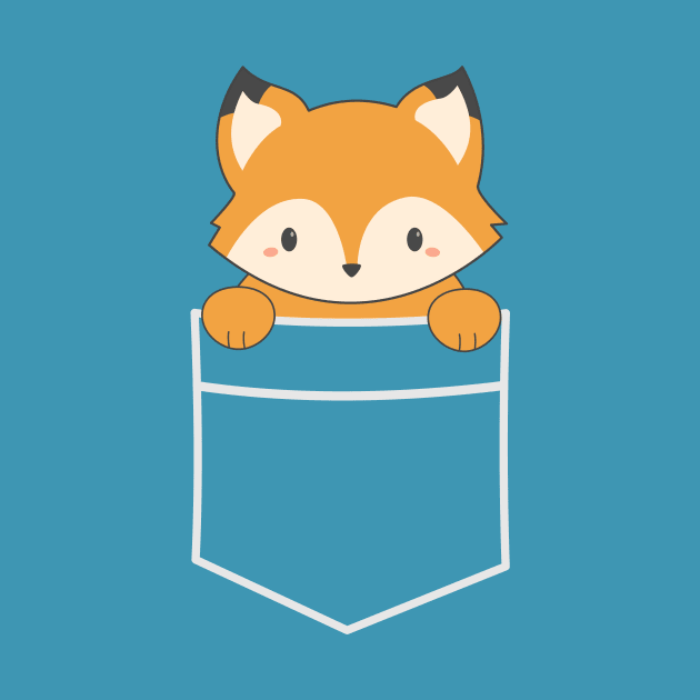 Kawaii Pocket Fox T-Shirt by happinessinatee