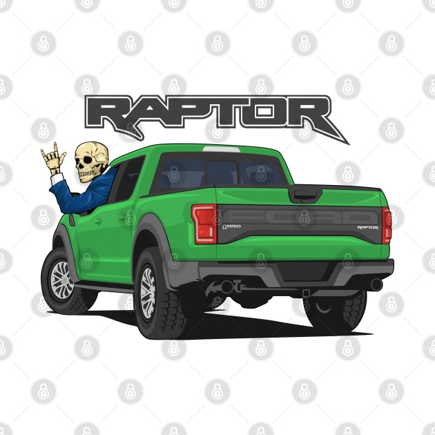 Truck ranger raptor f150 4x4 hand skull metal green by creative.z