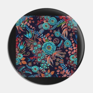 Australian flora surface pattern turquoise and brown Pin