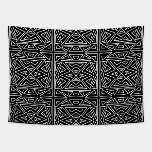 Zanzibar - Geometric Abstract in Black and White Tapestry