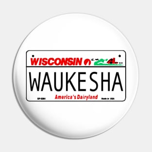 Waukesha Wisconsin License Plate Design Pin