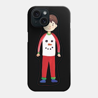 Boy with Christmas pajamas Phone Case