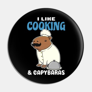 I Like Cooking and Capybaras Cartoon Pin