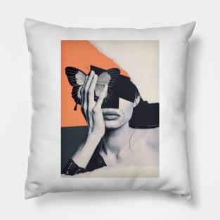 collage art / butterfly Pillow