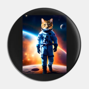 Astronaut Cat - Modern Digital Art Pin