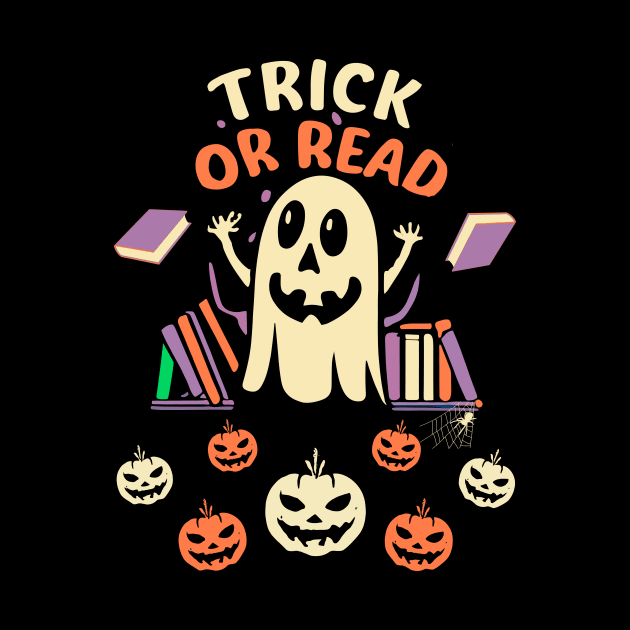 Halloween Trick or Read Librarian Teacher Book Lover Cute by AimArtStudio