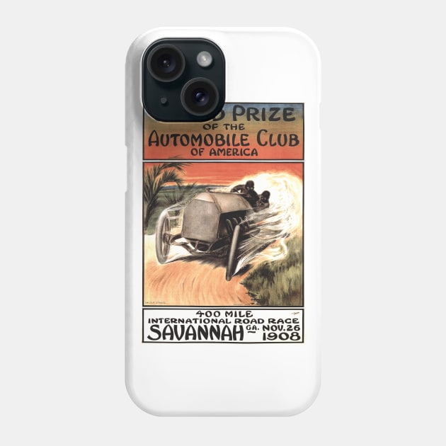 1908 Savannah Georgia International Road Race Poster Art Phone Case by Naves