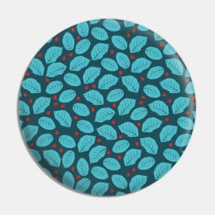 Teal Mint Leaves Pin