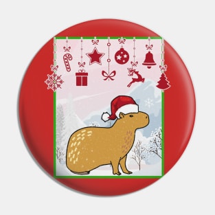 Capybara Christmas Funny Pin