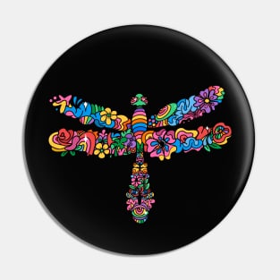 Dragon Fly Floral Doodle Pin