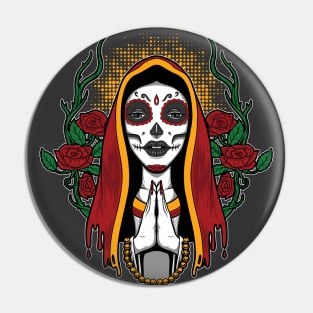 Day of the Dead Praying Woman Pin