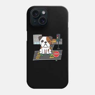 Funny bulldog is on a skateboard Phone Case