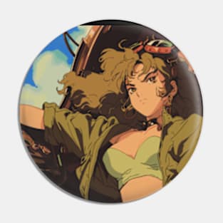 Steampunk Vintage 90s Anime Girl Pin