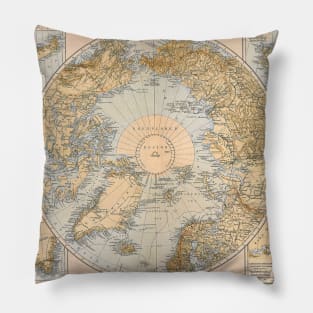 Antique Map of the Northern Regions at the North Pole Pillow