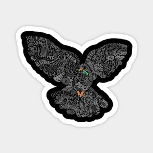 Typographic Peace Dove (black) Magnet