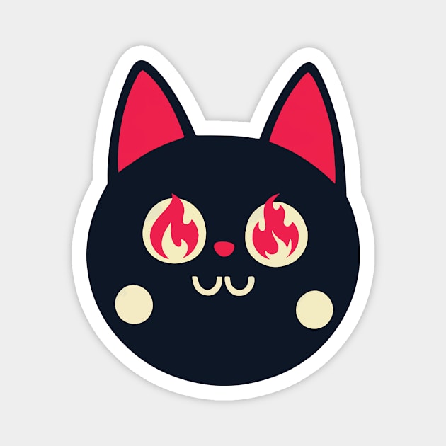 Black Cat With Fiery Eyes Vector Art Magnet by Mad Swell Designs