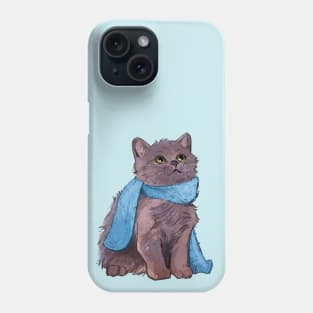 Russian Blue Kitten with a Scarf Phone Case