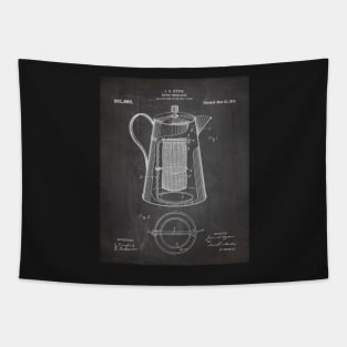 Coffee Percolator Patent - Coffee Shop Art - Black Chalkboard Tapestry