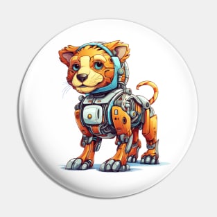 Cartoon lion robots. T-Shirt, Sticker. Pin