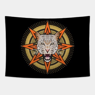 Leopard face with geometric shapes Tapestry