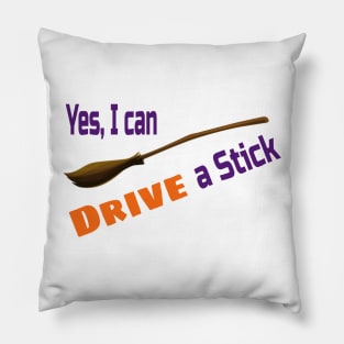 I can Drive a stick Witch Broom Tee Shirt Pillow