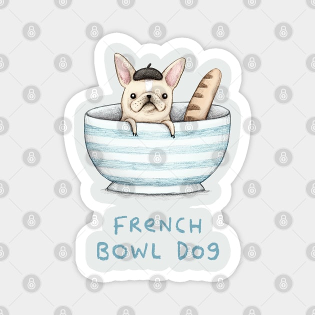 French Bowl Dog Magnet by Sophie Corrigan