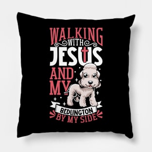 Jesus and dog - Bedlington Terrier Pillow