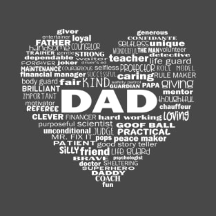 Dad Heart Word Cloud - White T-Shirt