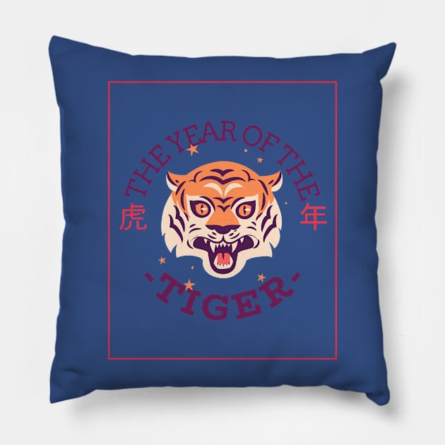 Year of The Tiger Tigers Pillow by Tip Top Tee's