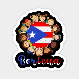 Hispanic Heritage Month Shirt Puerto Rican Flag Boricua Kids Magnet