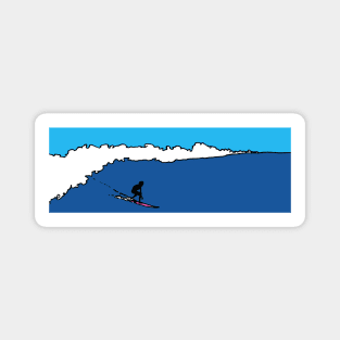 Lone Surfer, Big Wave and cool blue sky, Magnet