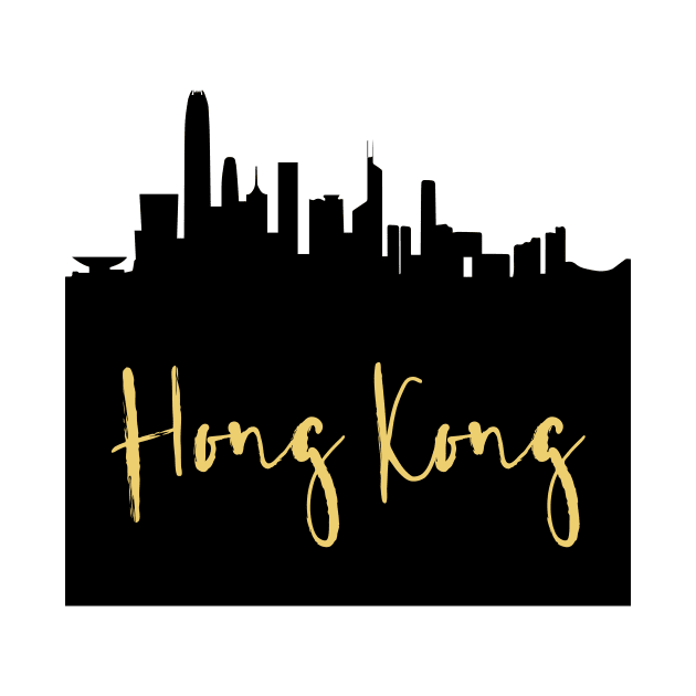 HONG KONG CHINA DESIGNER SILHOUETTE SKYLINE ART by deificusArt