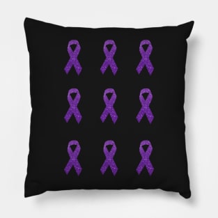 Purple Faux Glitter Awareness Ribbon Pack Pillow