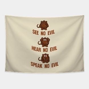 See Hear Speak No Evil Three Monkeys Tapestry