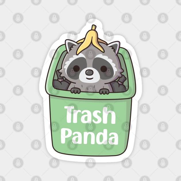 Cute Raccoon With Banana Peel Inside Garbage Bin Magnet by rustydoodle