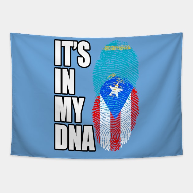 Puerto Rican And Kazakhstani Mix DNA Flag Heritage Tapestry by Just Rep It!!