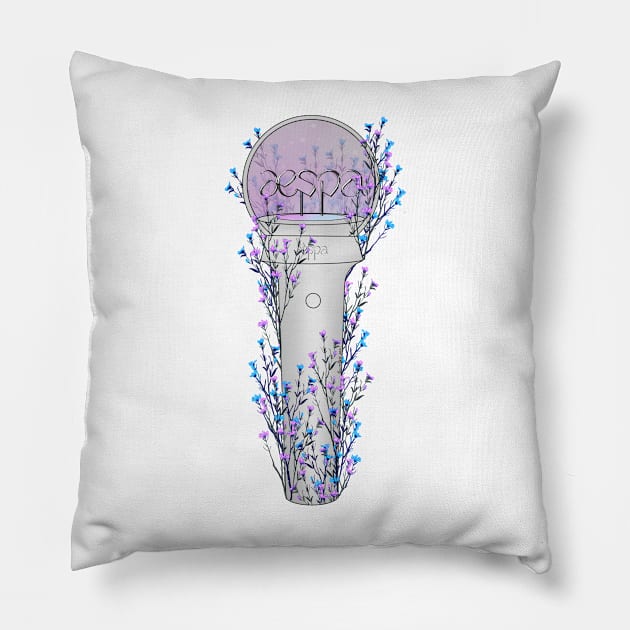 AESPA Floral Lightstick kpop version2 Pillow by RetroAttic