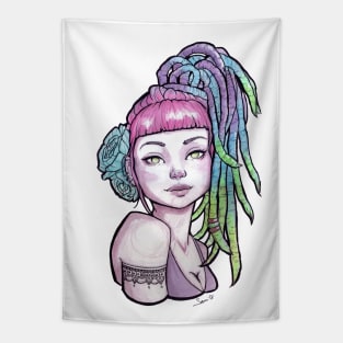 Watercolor rasta girl Tapestry