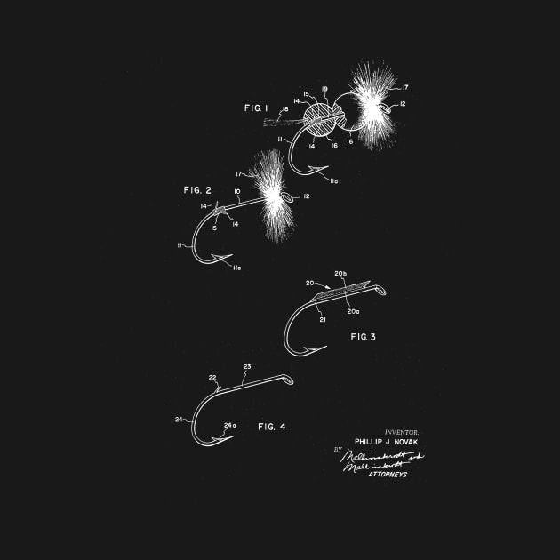 Fly Fishing Lure Vintage Patent Drawing by TheYoungDesigns