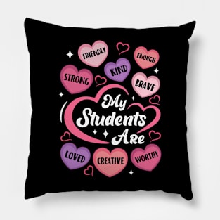 Teacher Positive Affirmations Candy Heart Valentine_s Day Pillow