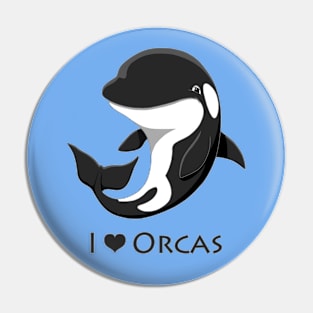 I Love Orcas Cute Killer Whale Pin