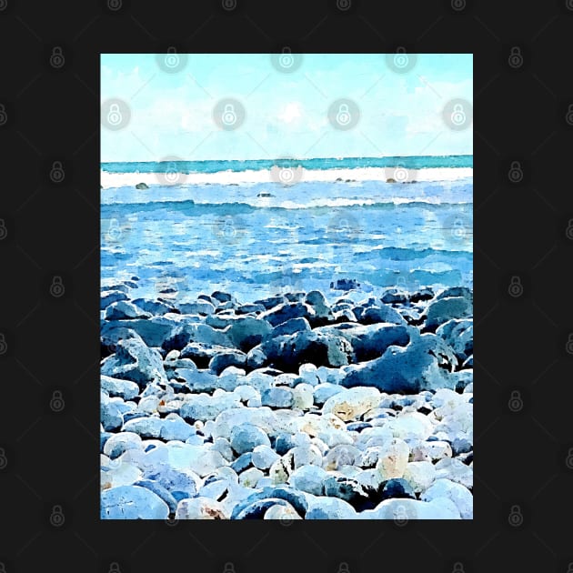 rocky beach Hand painted Watercolor by Banyu_Urip