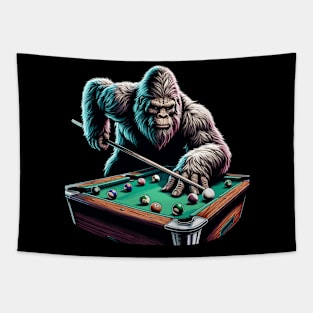 Bigfoot Sasquatch Billiards Pool Player Tapestry